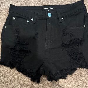 Almost Famous Black Frayed Jean Shorts